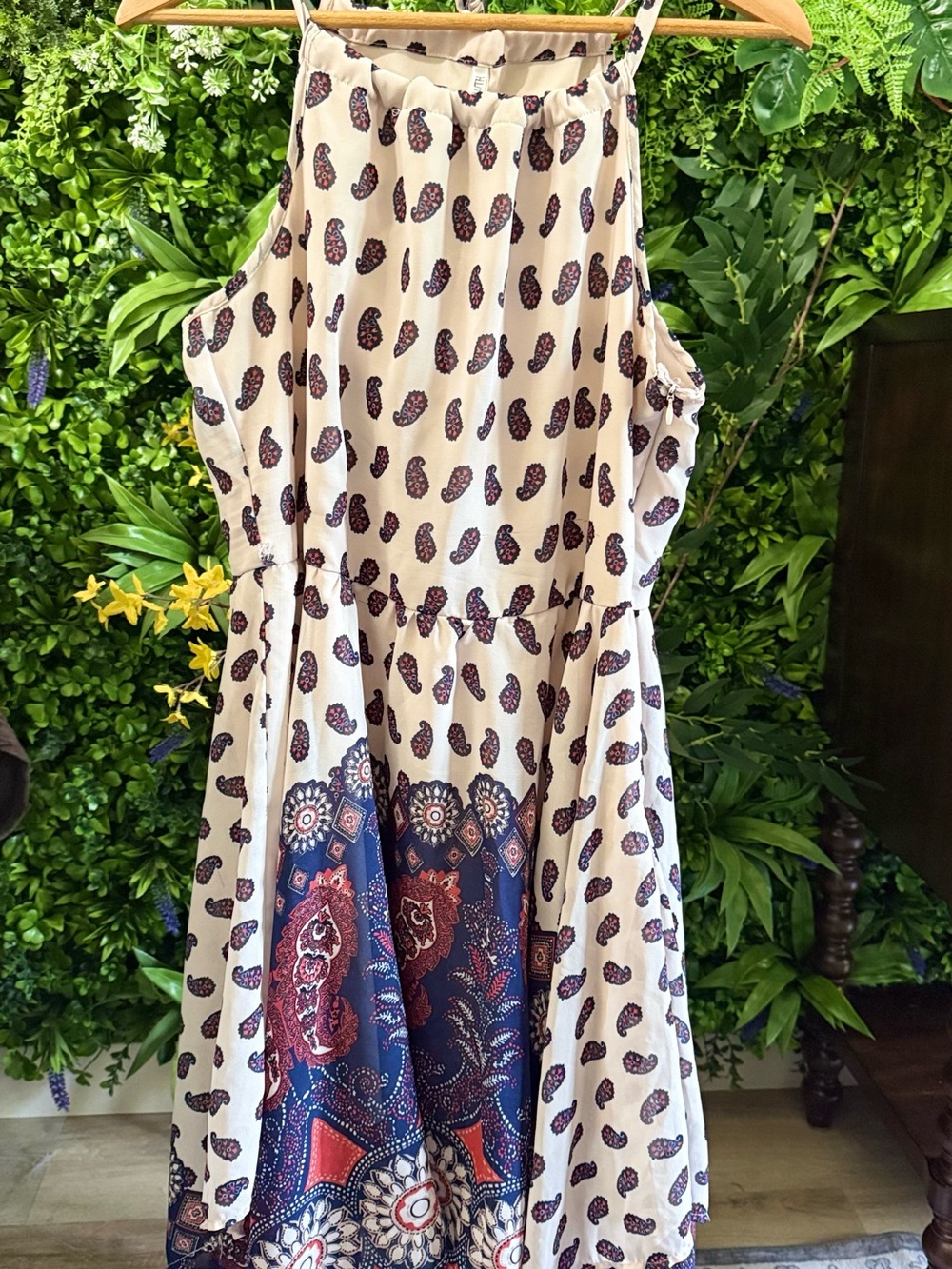 Live 4 Truth Cream Dress with Navy and Burgundy Paisley Print